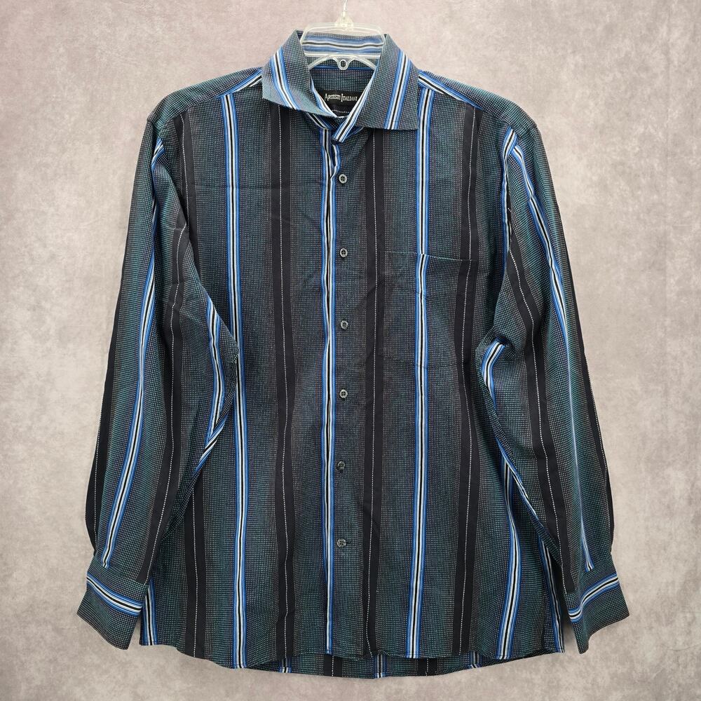 Artisti Italiani Blue Stripe Mens Button Down Cotton Long Sleeve Preppy Shirt XL